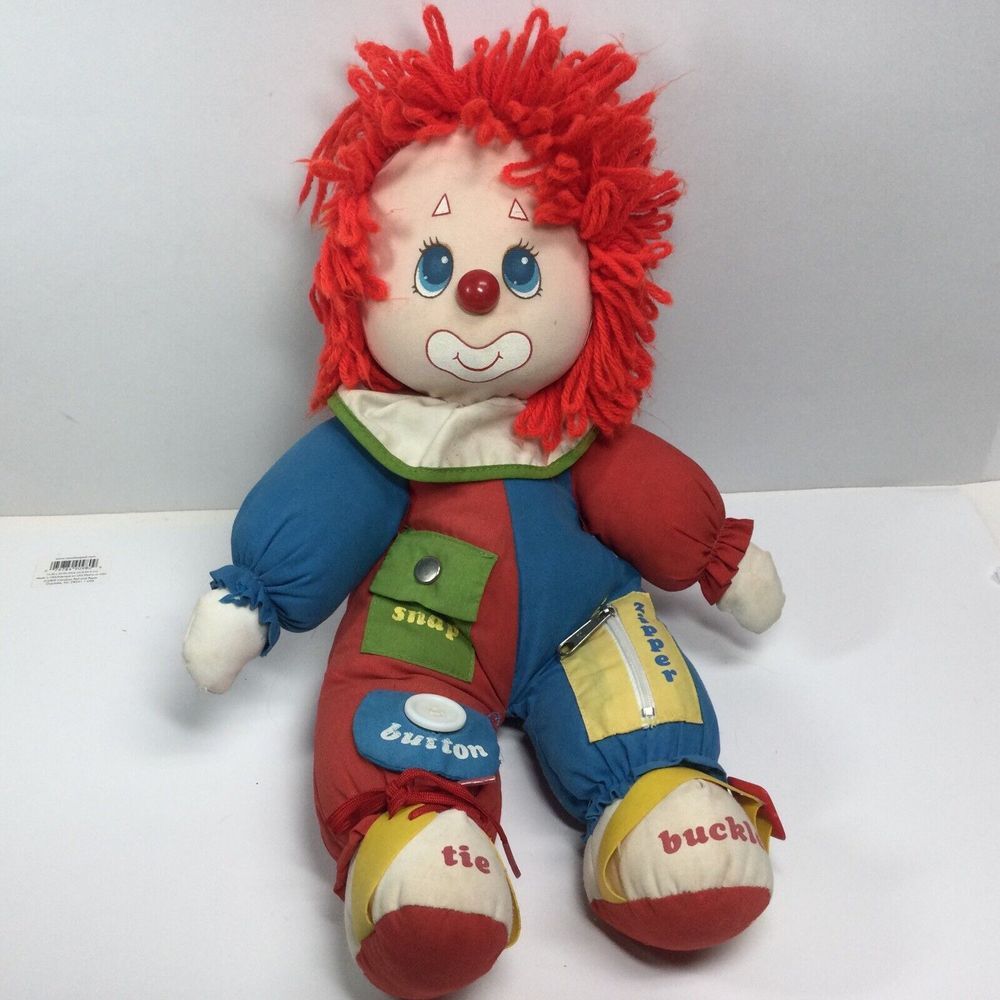 Vintage 1983‎ Amtoy Clown Learn To Dress Plush Stuffed Teaching Toy